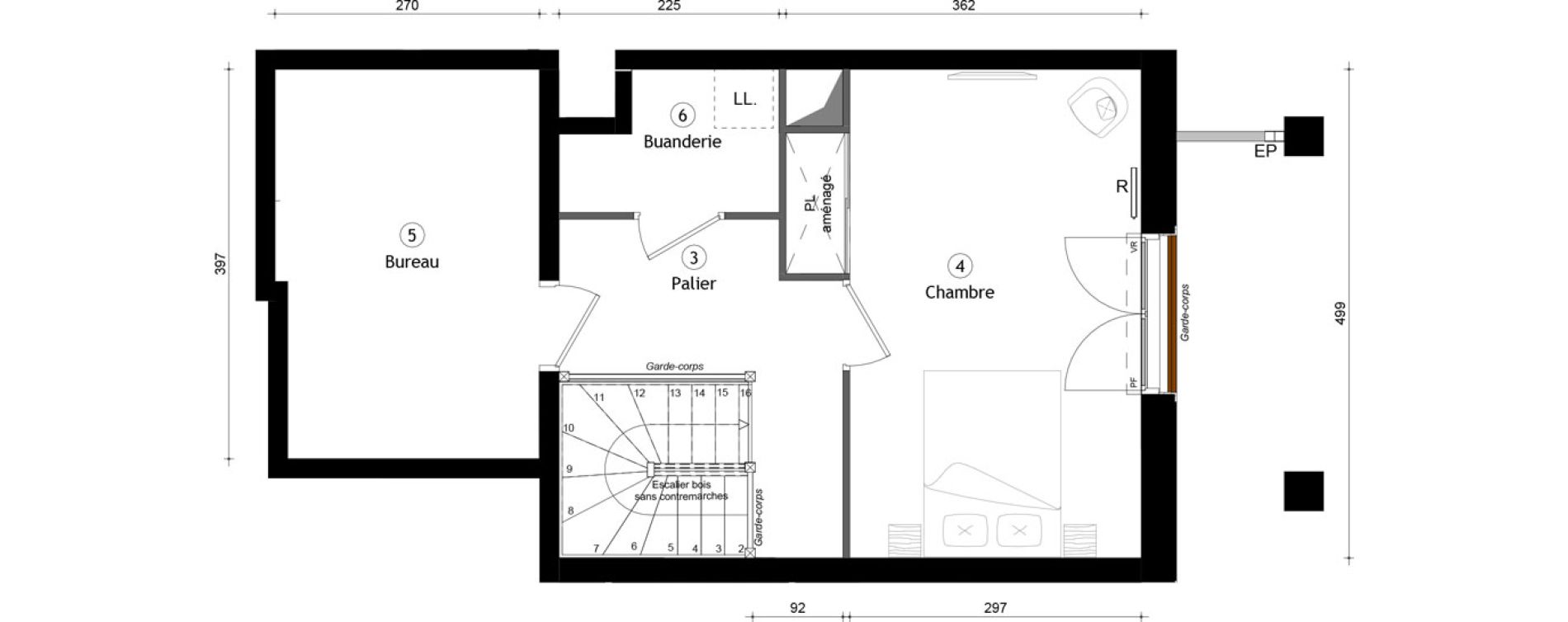 Duplex T2 de 60,70 m2 &agrave; Montreuil Boissi&egrave;re - acacia