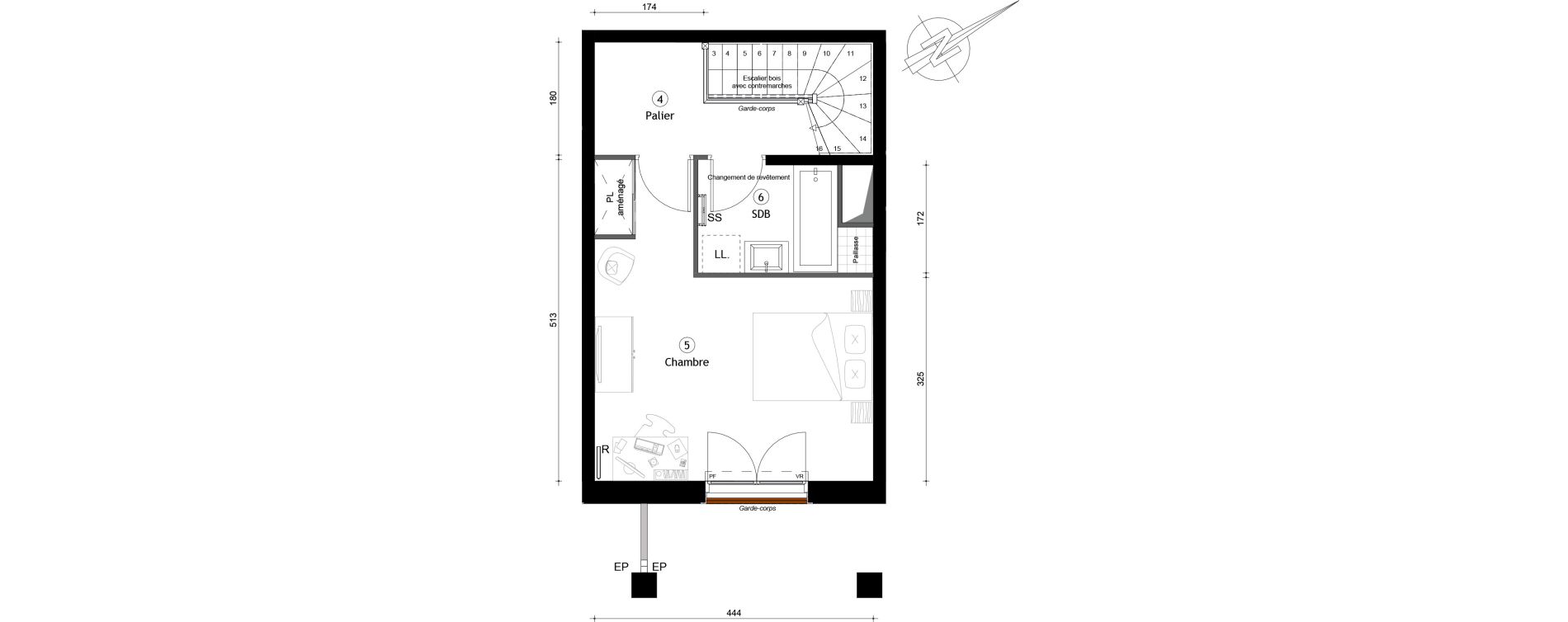 Duplex T2 de 53,70 m2 &agrave; Montreuil Boissi&egrave;re - acacia