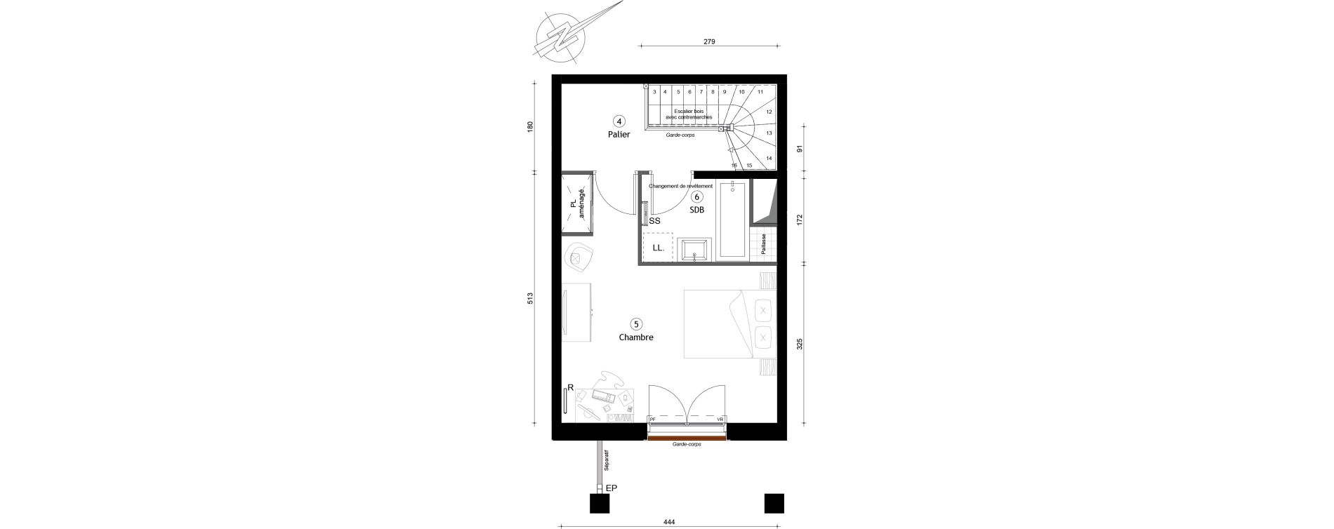 Duplex T2 de 53,70 m2 &agrave; Montreuil Boissi&egrave;re - acacia