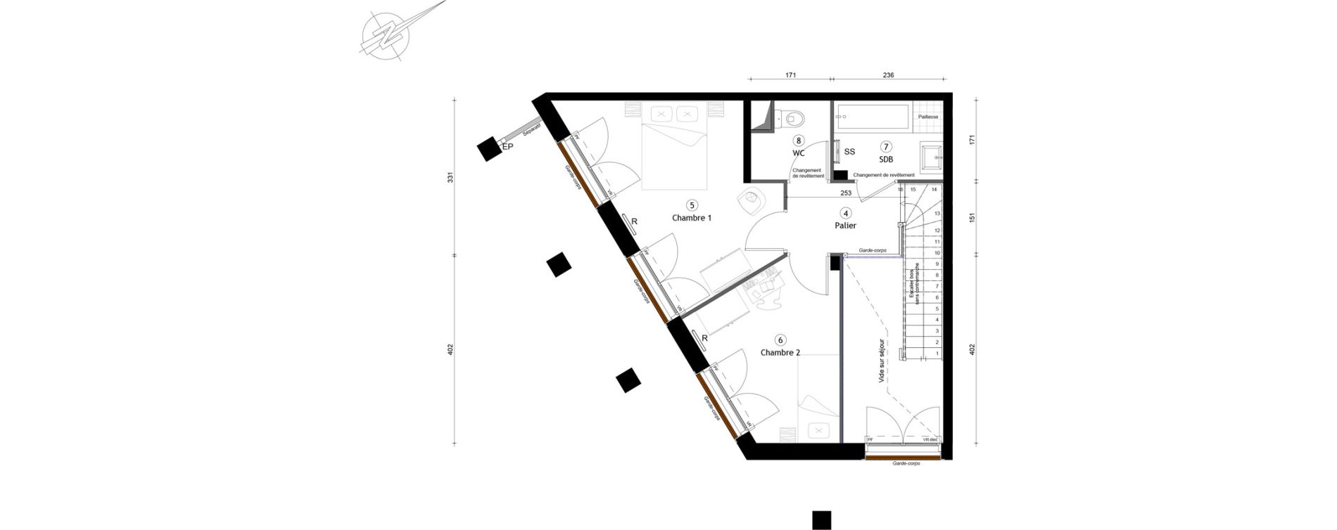 Duplex T3 de 76,40 m2 &agrave; Montreuil Boissi&egrave;re - acacia