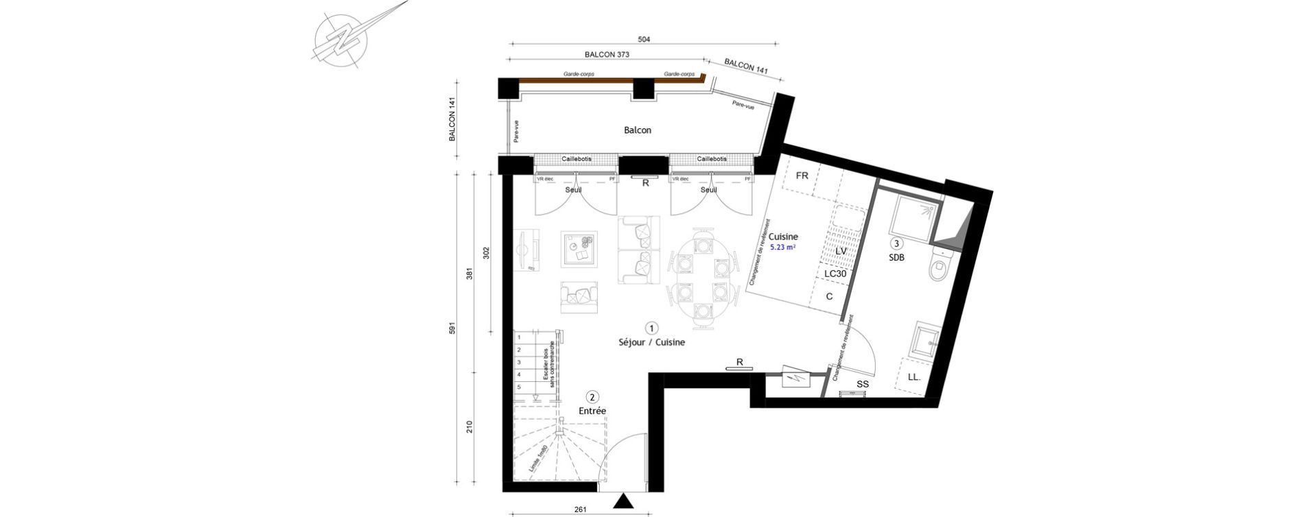 Duplex T3 de 69,90 m2 &agrave; Montreuil Boissi&egrave;re - acacia