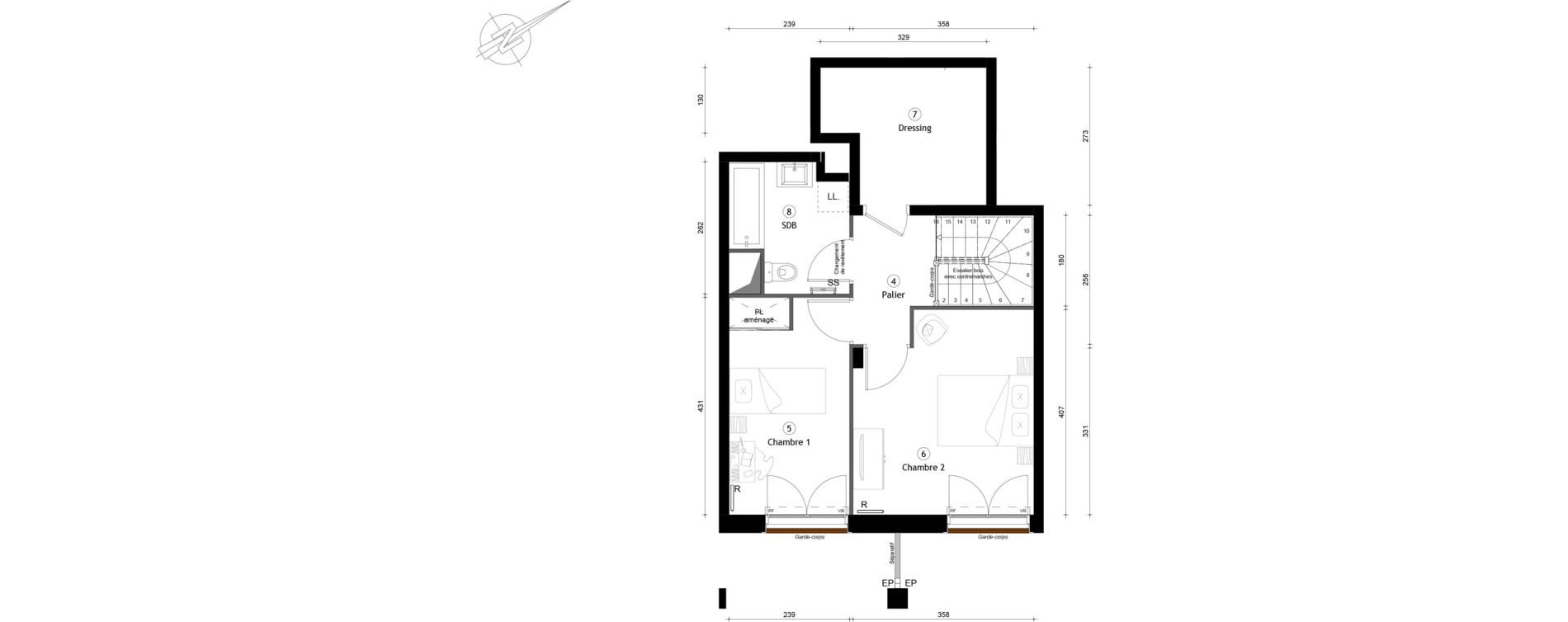 Duplex T3 de 75,90 m2 &agrave; Montreuil Boissi&egrave;re - acacia