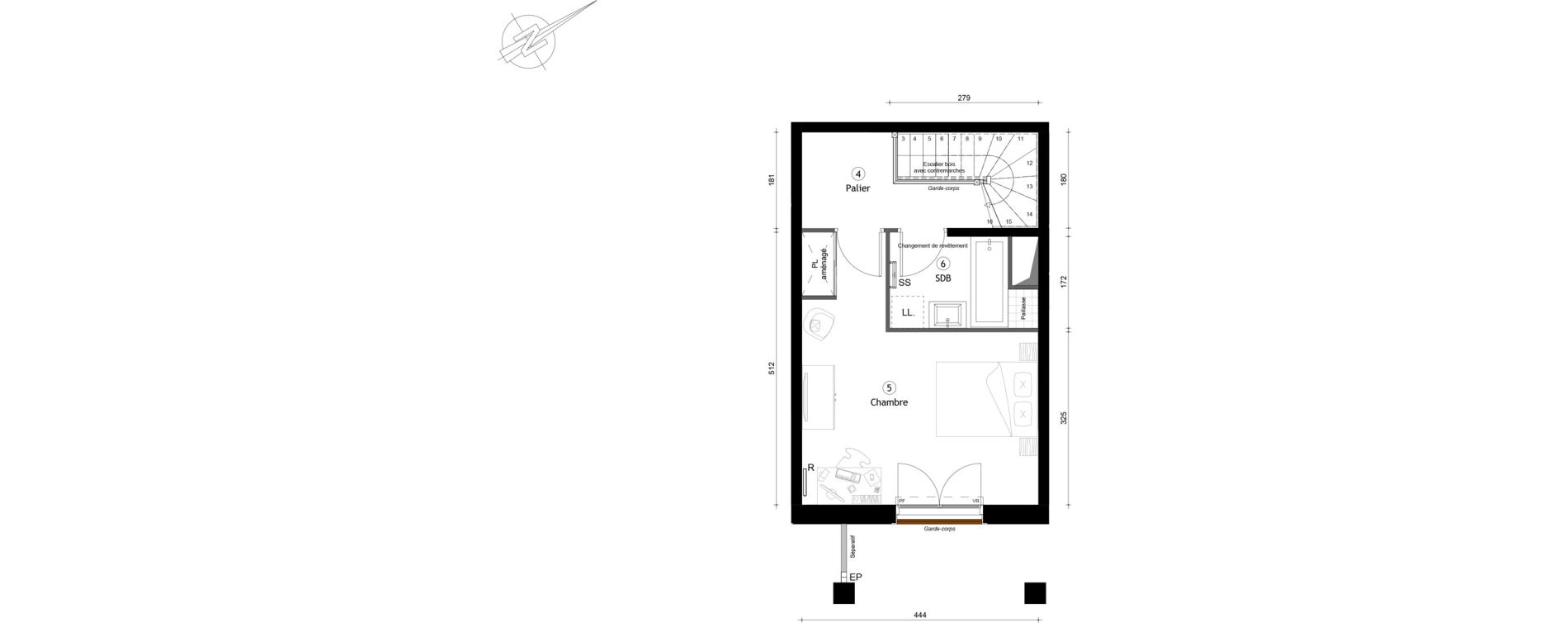 Duplex T2 de 53,80 m2 &agrave; Montreuil Boissi&egrave;re - acacia