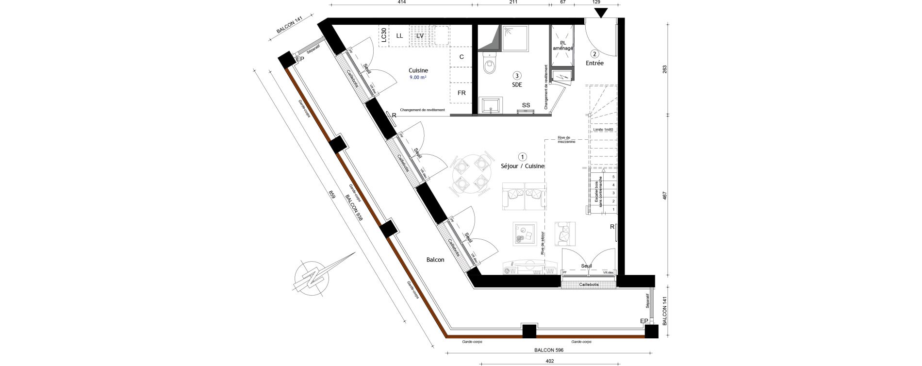 Duplex T3 de 76,40 m2 &agrave; Montreuil Boissi&egrave;re - acacia