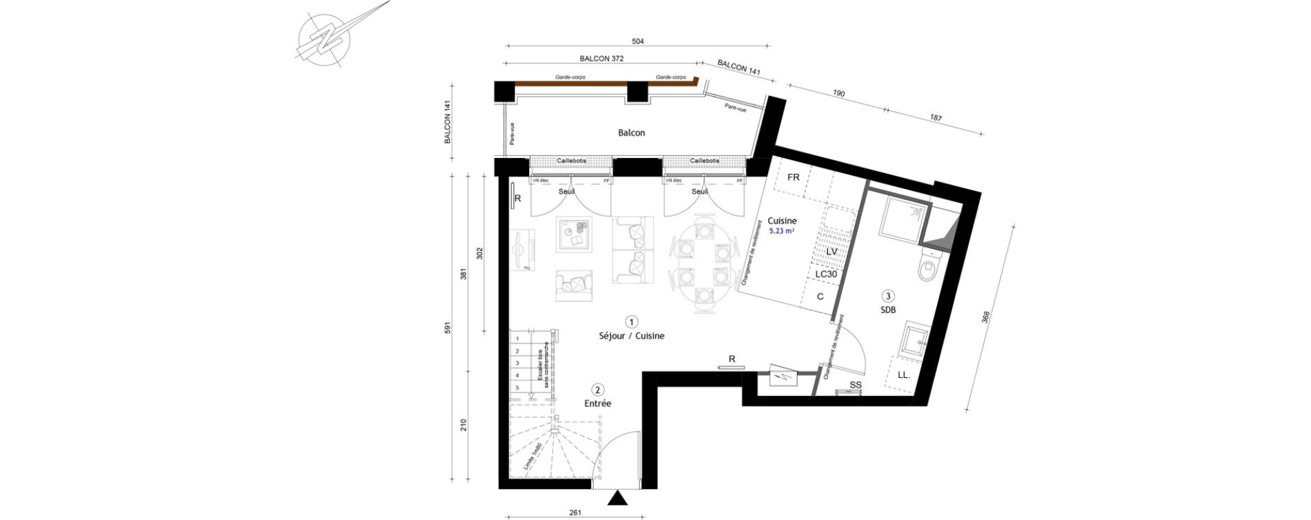 Duplex T3 de 69,90 m2 &agrave; Montreuil Boissi&egrave;re - acacia