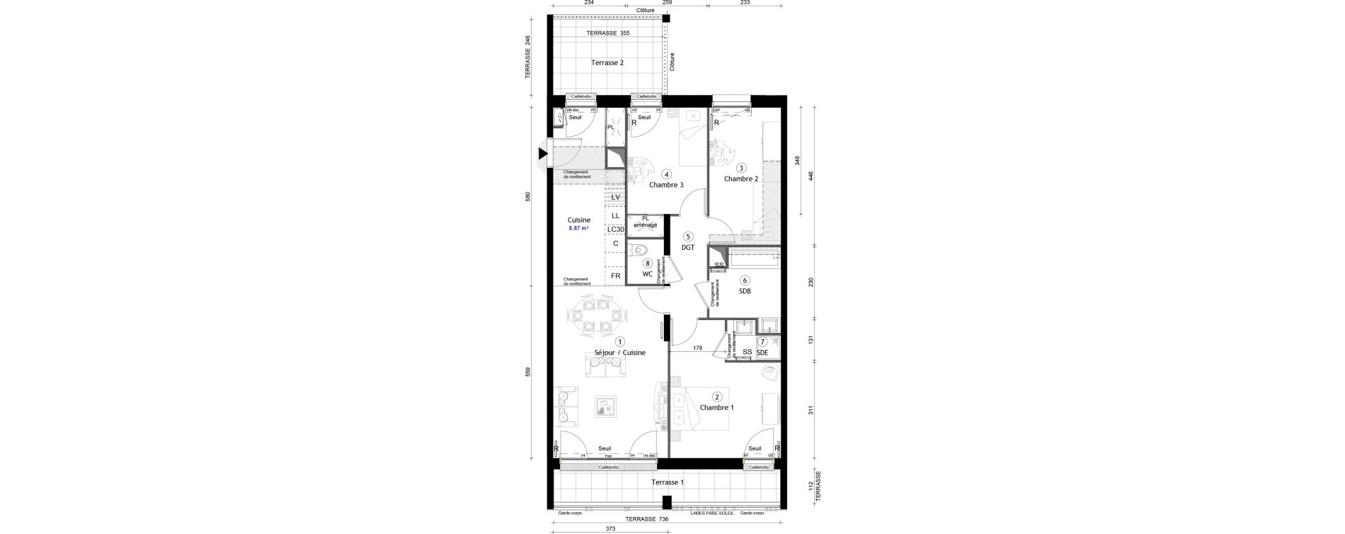 Appartement T4 de 80,50 m2 &agrave; Montreuil Boissi&egrave;re - acacia