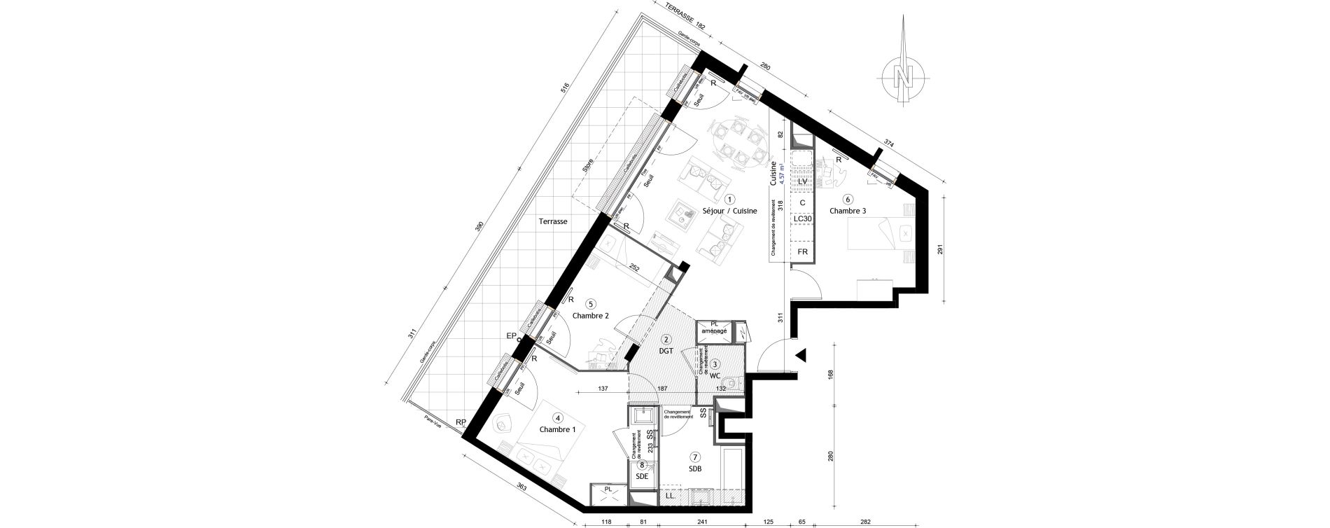 Appartement T4 de 75,90 m2 &agrave; Montreuil Boissi&egrave;re - acacia