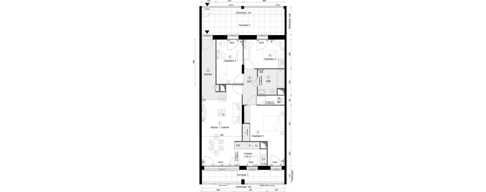 Appartement T4 de 80,60 m2 &agrave; Montreuil Boissi&egrave;re - acacia