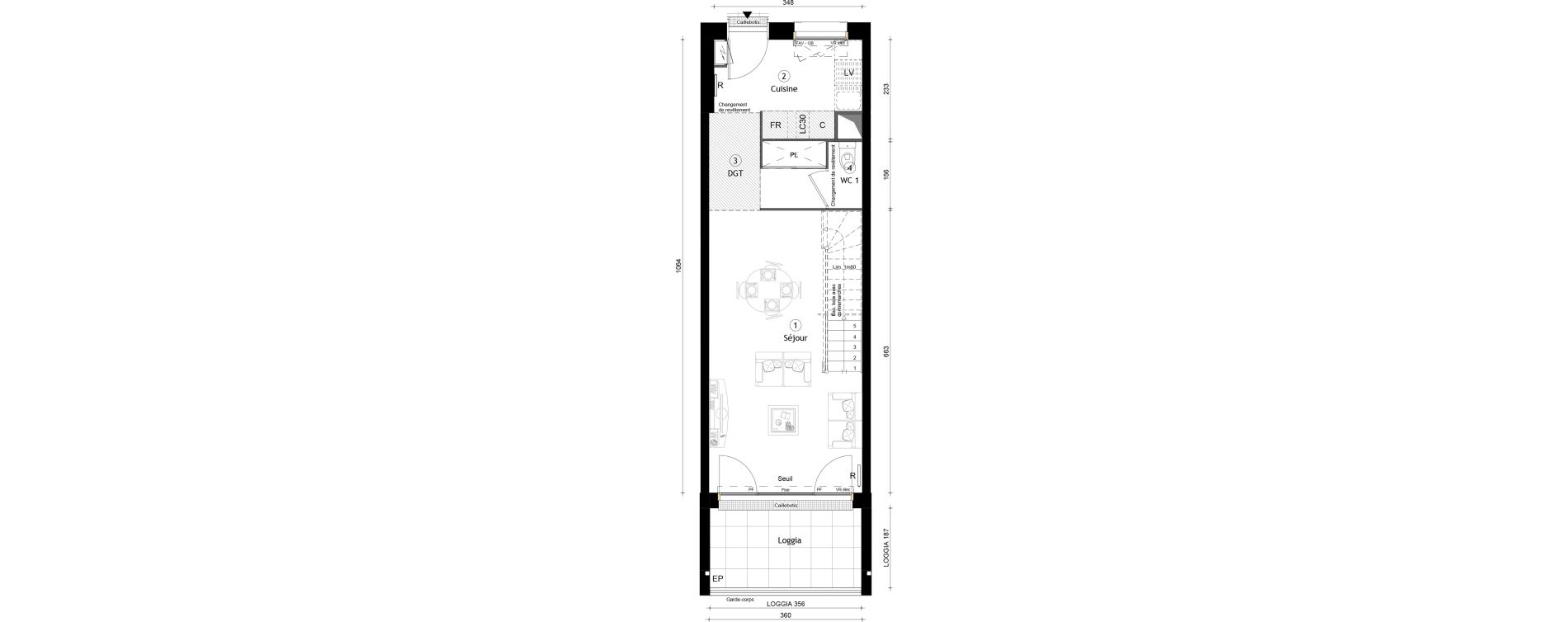 Duplex T3 de 67,70 m2 &agrave; Montreuil Boissi&egrave;re - acacia