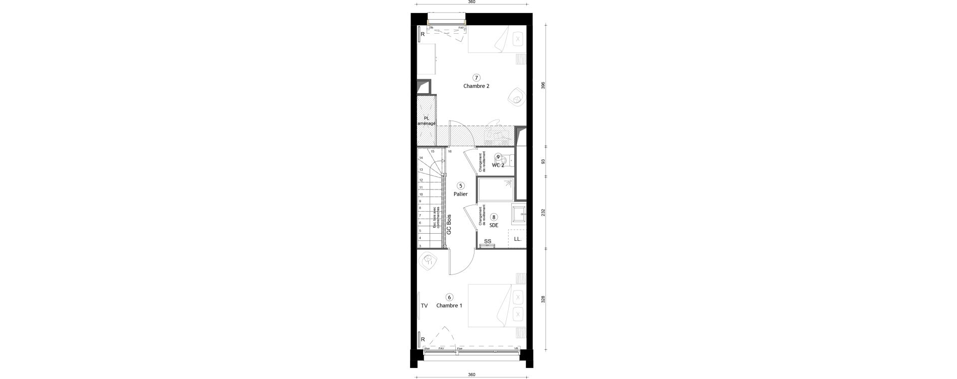 Duplex T3 de 68,60 m2 &agrave; Montreuil Boissi&egrave;re - acacia