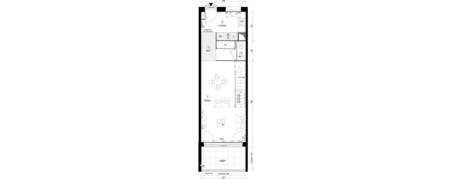 Duplex T3 de 69,50 m2 &agrave; Montreuil Boissi&egrave;re - acacia