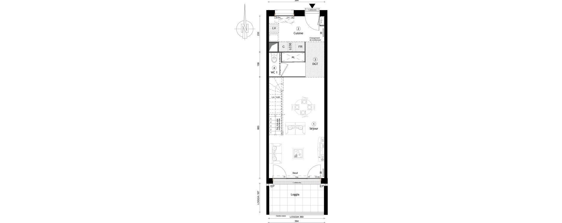 Duplex T3 de 69,40 m2 &agrave; Montreuil Boissi&egrave;re - acacia