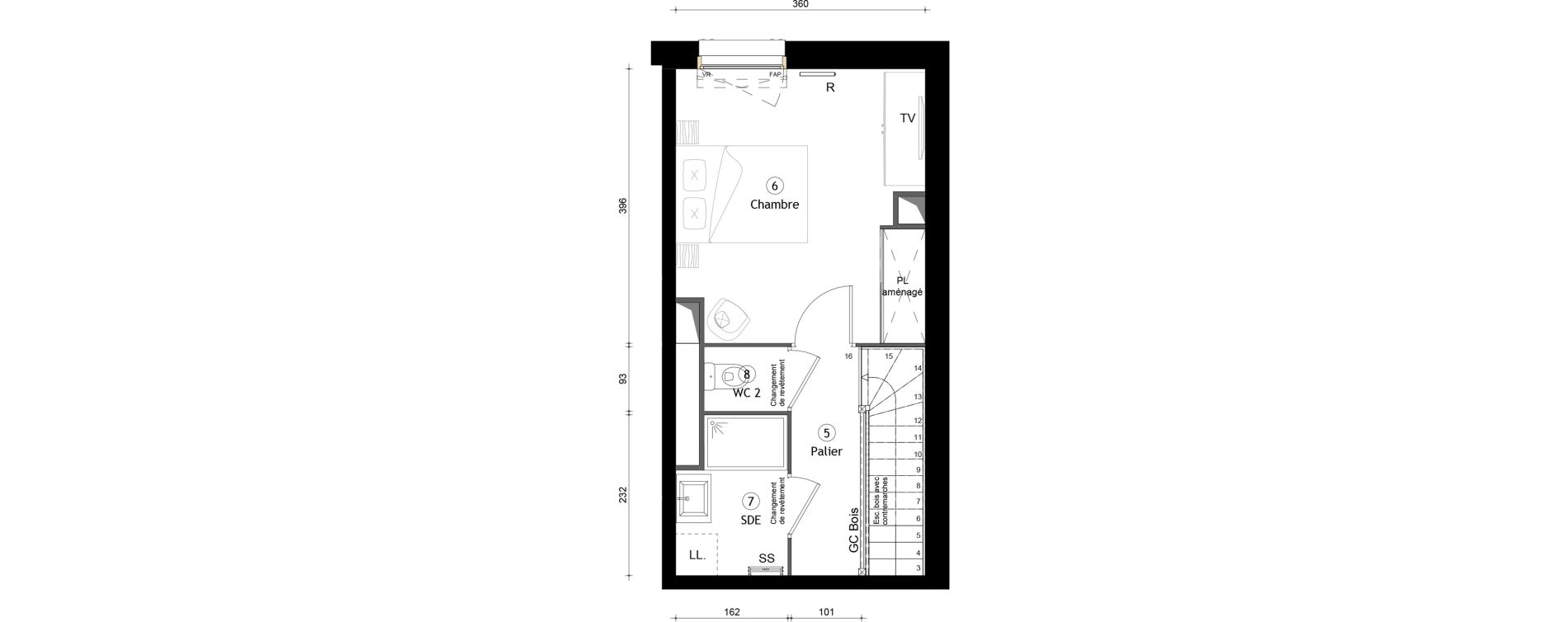 Duplex T2 de 56,60 m2 &agrave; Montreuil Boissi&egrave;re - acacia