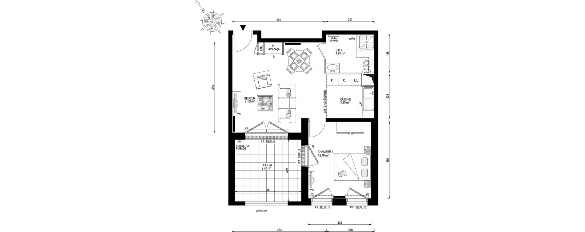 Appartement T2 de 44,40 m2 &agrave; Montreuil Boissi&egrave;re - acacia