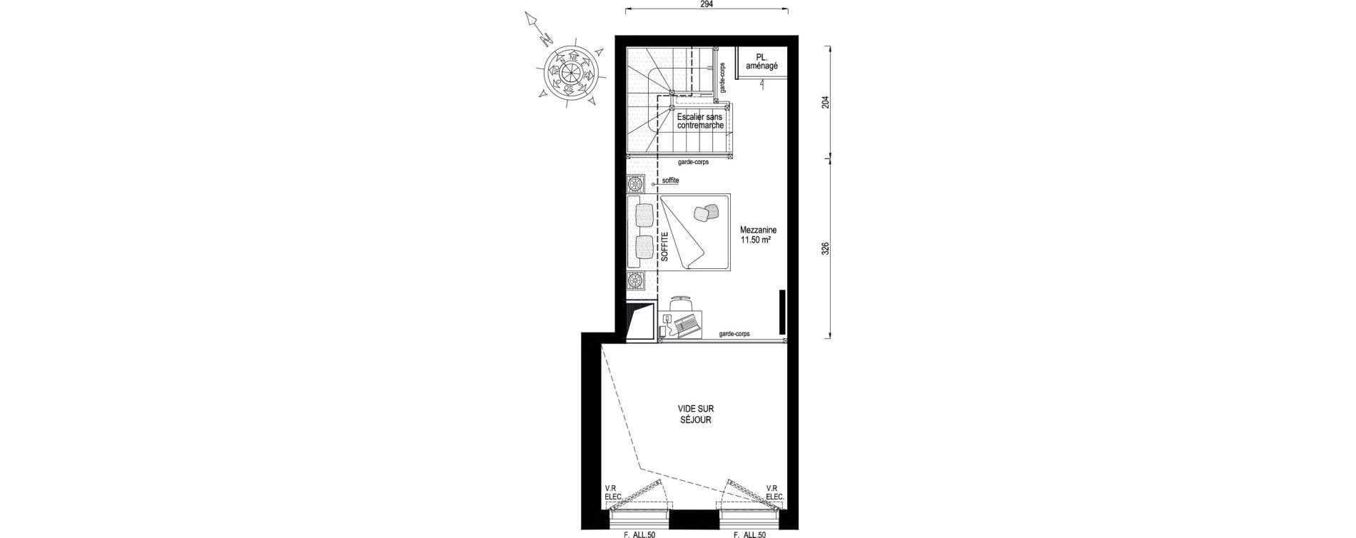 Duplex T1 de 33,80 m2 &agrave; Montreuil Boissi&egrave;re - acacia