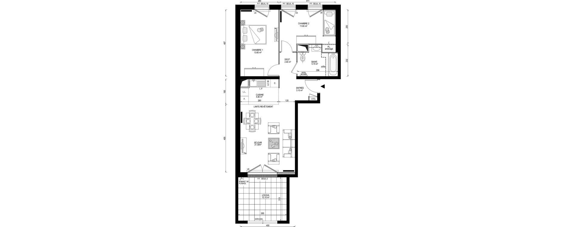 Appartement T3 de 62,50 m2 &agrave; Montreuil Boissi&egrave;re - acacia