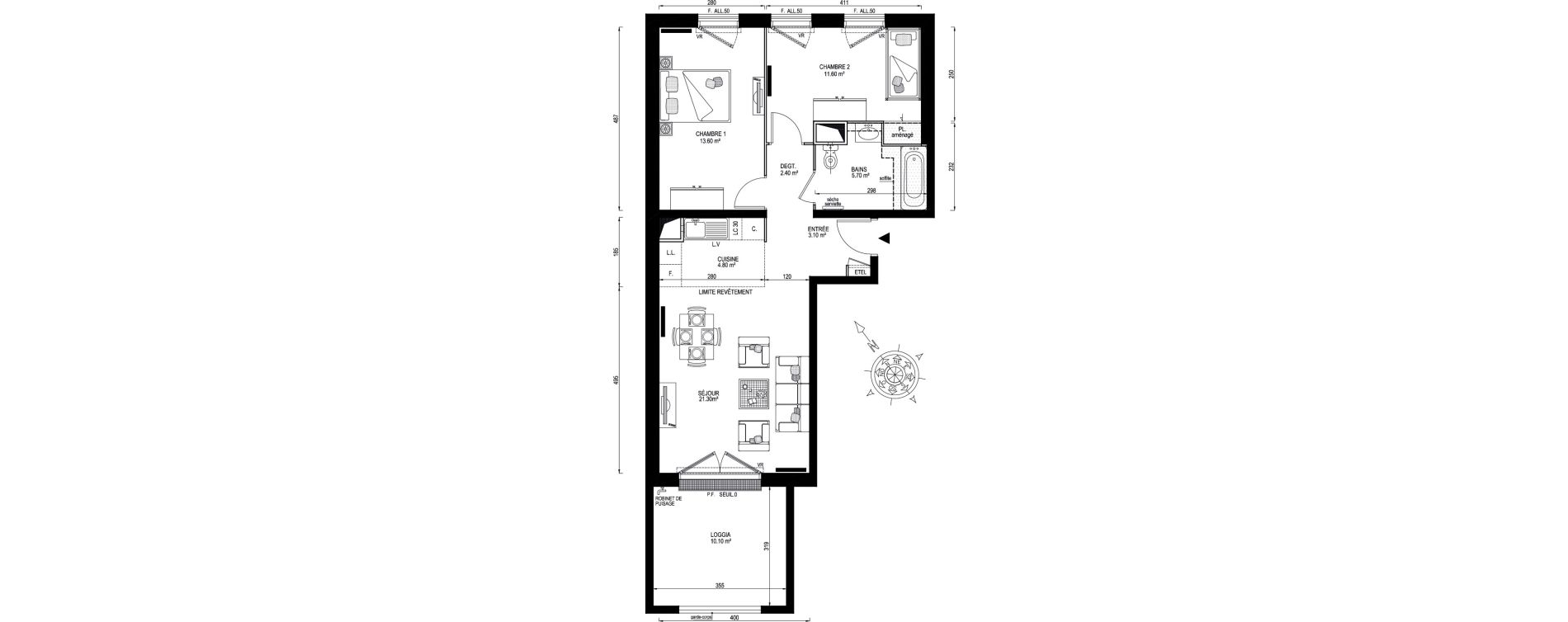 Appartement T3 de 62,50 m2 &agrave; Montreuil Boissi&egrave;re - acacia
