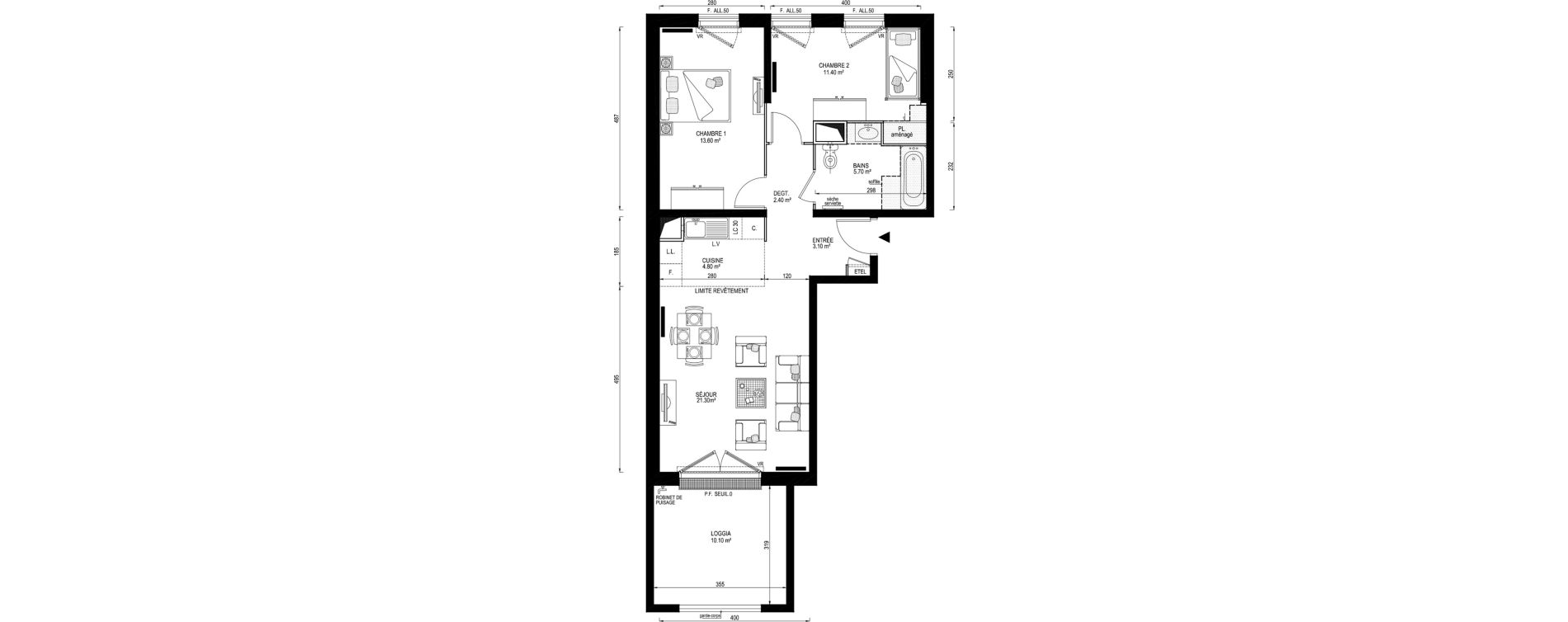 Appartement T3 de 62,30 m2 &agrave; Montreuil Boissi&egrave;re - acacia