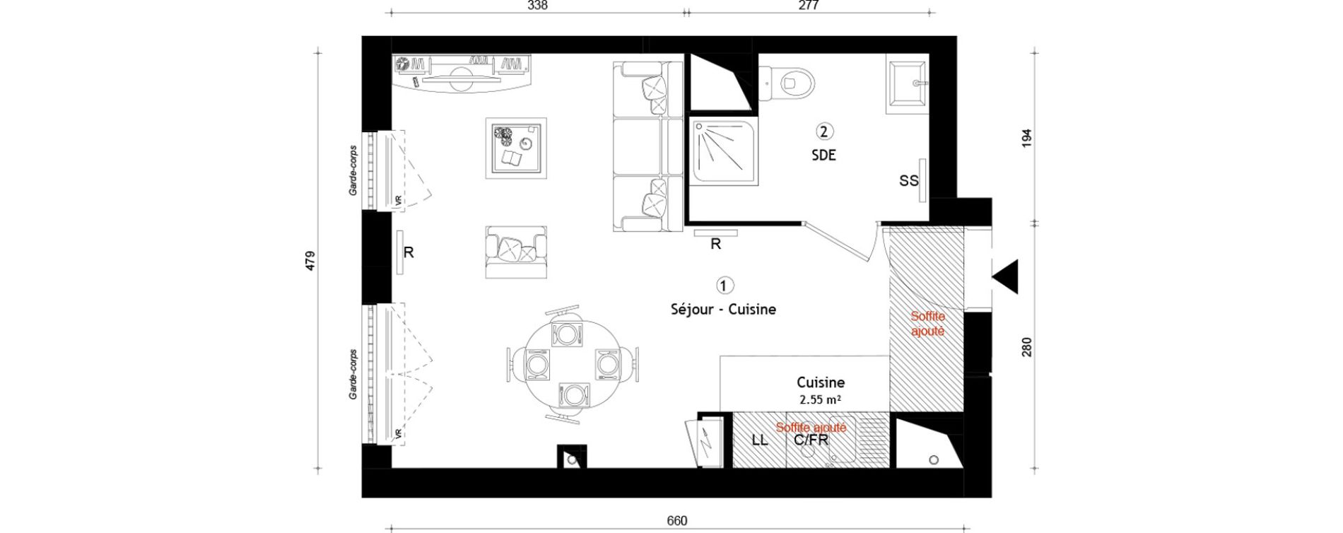 Appartement T1 de 29,10 m2 &agrave; Montreuil Boissi&egrave;re - acacia
