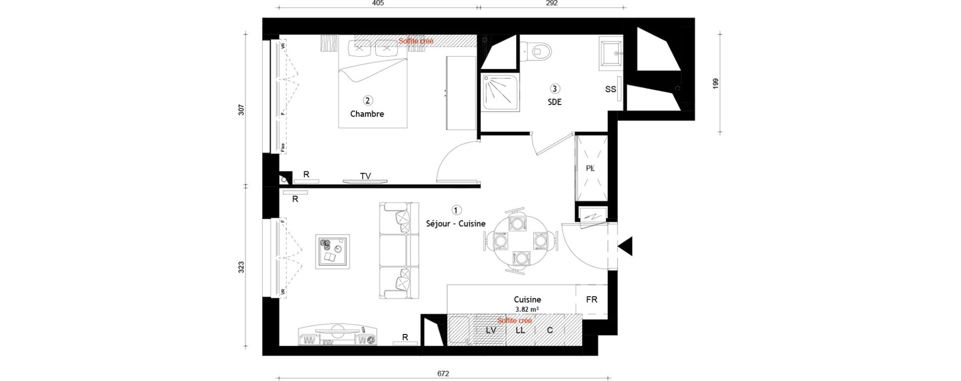Appartement T2 de 41,00 m2 &agrave; Montreuil Boissi&egrave;re - acacia