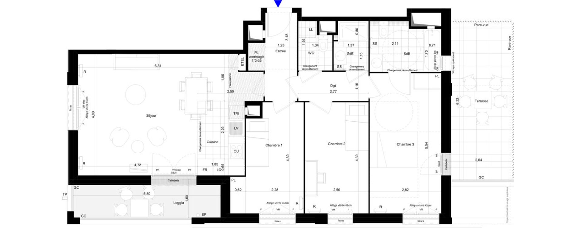 Appartement T4 de 87,69 m2 &agrave; Montreuil Boissi&egrave;re - acacia