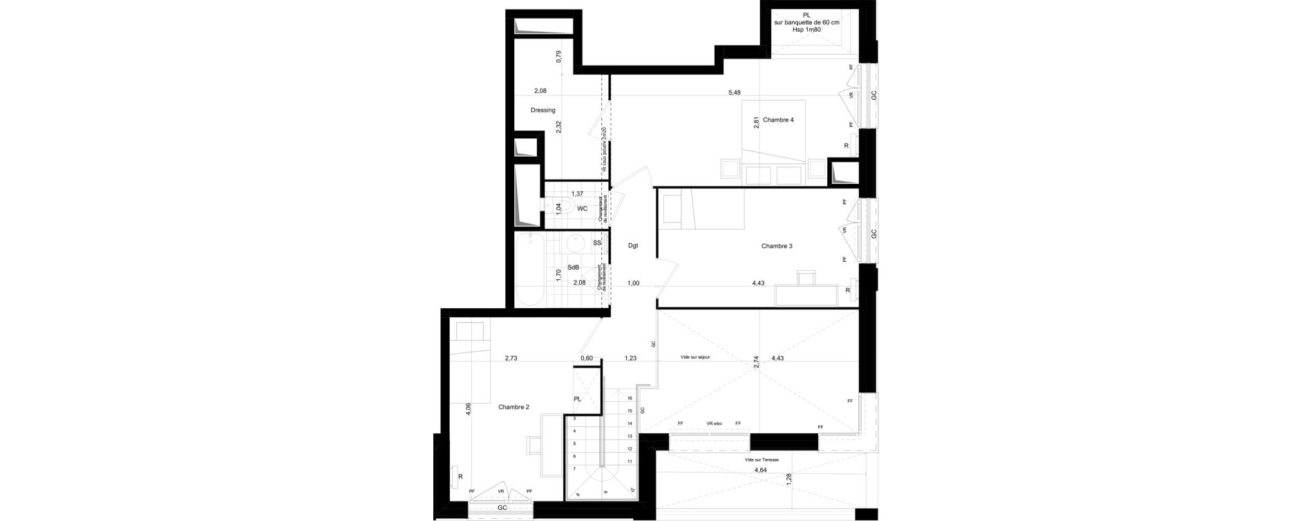 Duplex T5 de 105,19 m2 &agrave; Montreuil Boissi&egrave;re - acacia