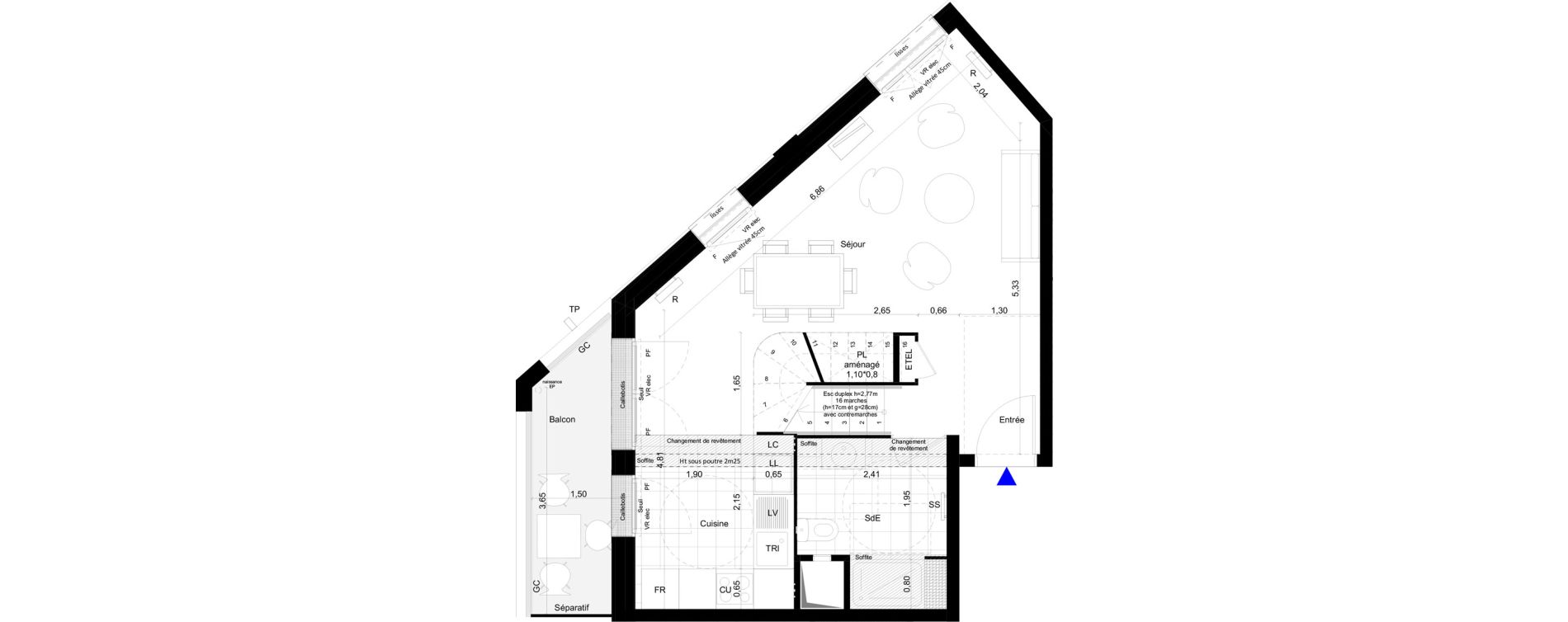 Duplex T4 de 84,73 m2 &agrave; Montreuil Boissi&egrave;re - acacia