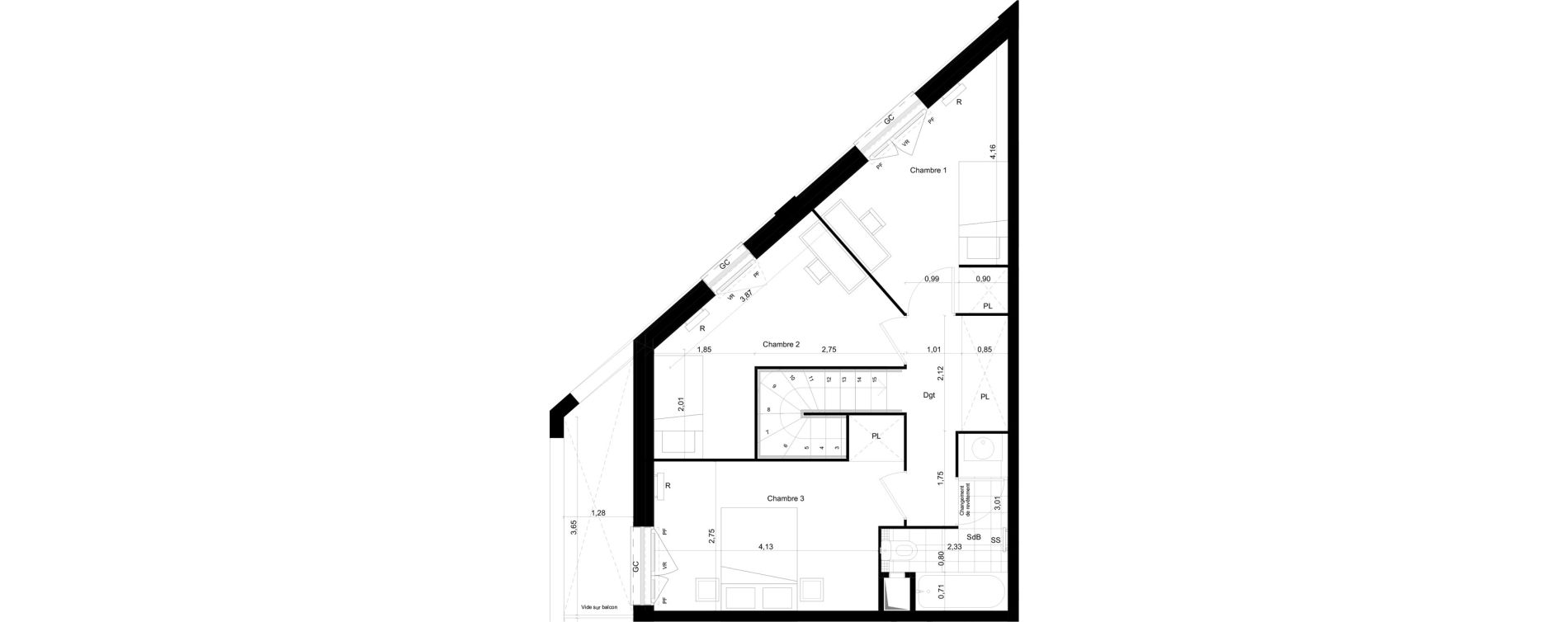 Duplex T4 de 84,73 m2 &agrave; Montreuil Boissi&egrave;re - acacia