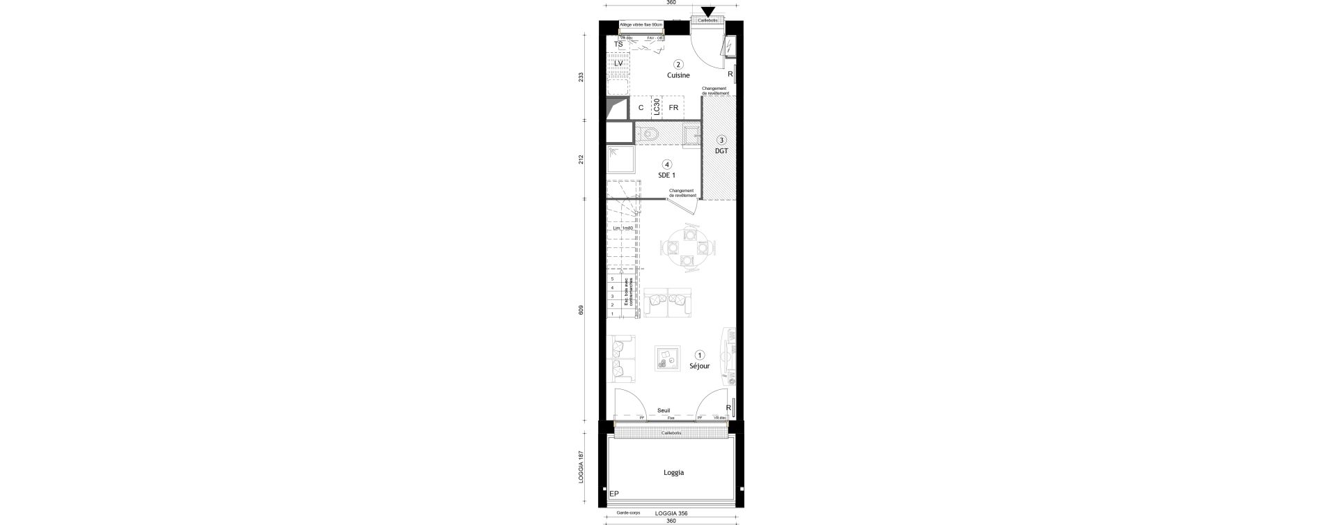 Duplex T3 de 68,10 m2 &agrave; Montreuil Boissi&egrave;re - acacia