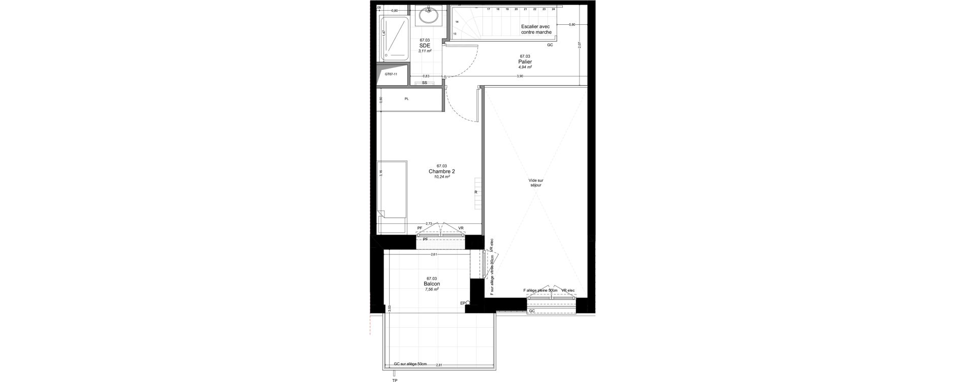 Duplex T3 de 75,73 m2 &agrave; Montreuil Boissi&egrave;re - acacia