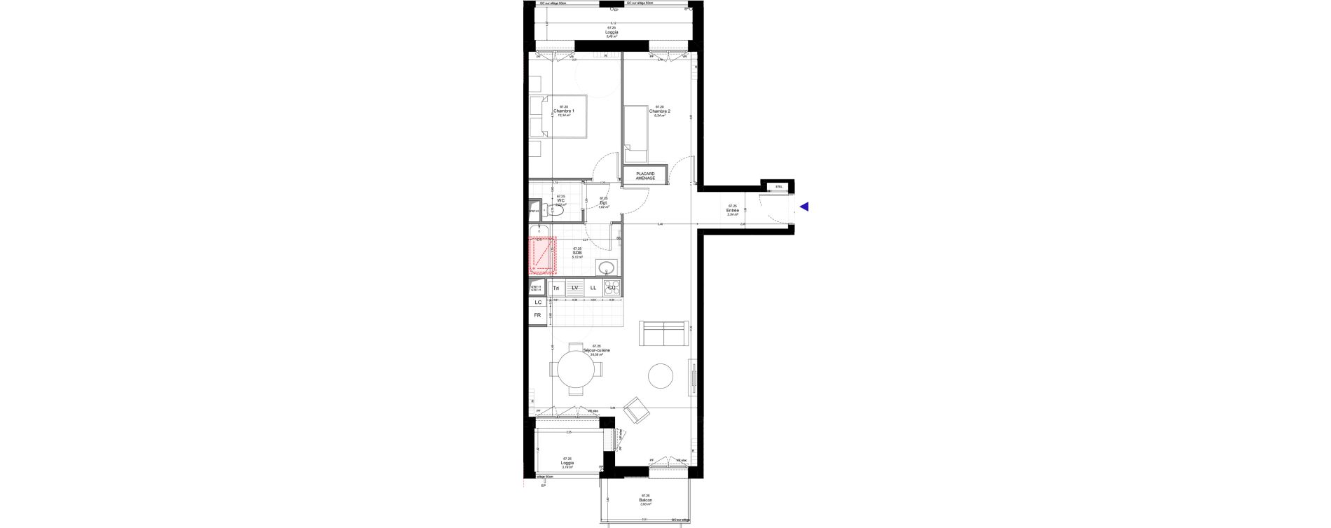 Appartement T3 de 70,56 m2 &agrave; Montreuil Boissi&egrave;re - acacia