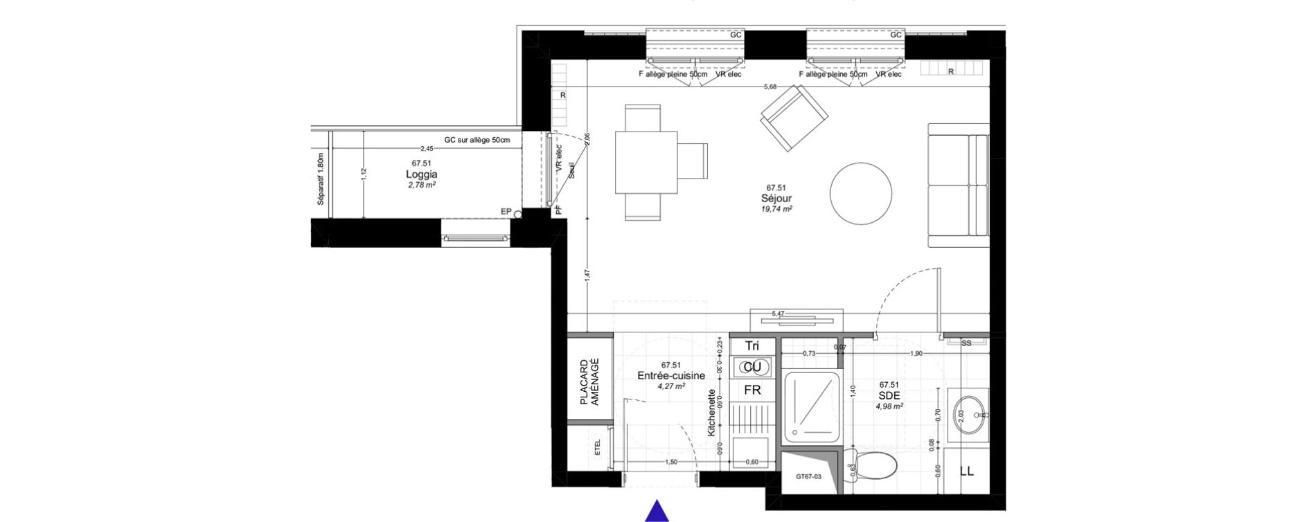 Appartement T1 de 28,99 m2 &agrave; Montreuil Boissi&egrave;re - acacia