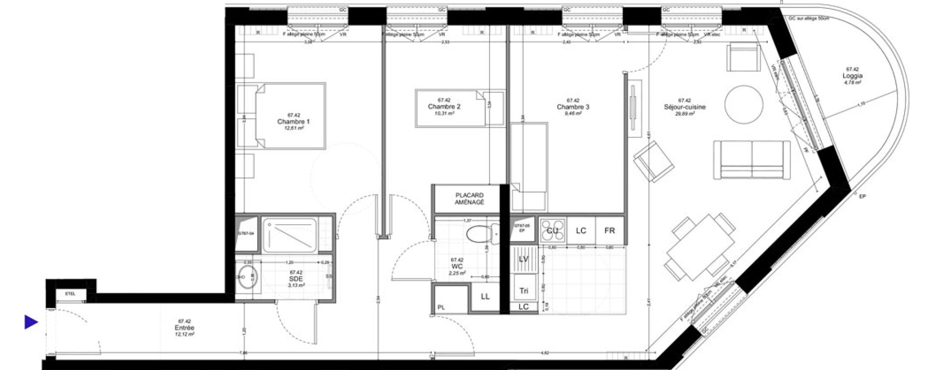 Appartement T4 de 79,77 m2 &agrave; Montreuil Boissi&egrave;re - acacia