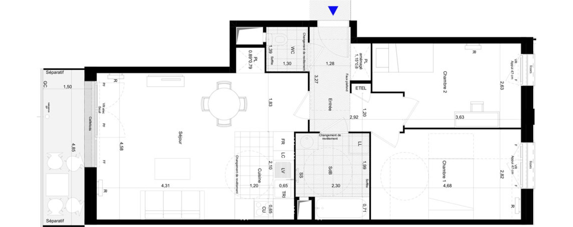 Appartement T3 de 68,27 m2 &agrave; Montreuil Boissi&egrave;re - acacia