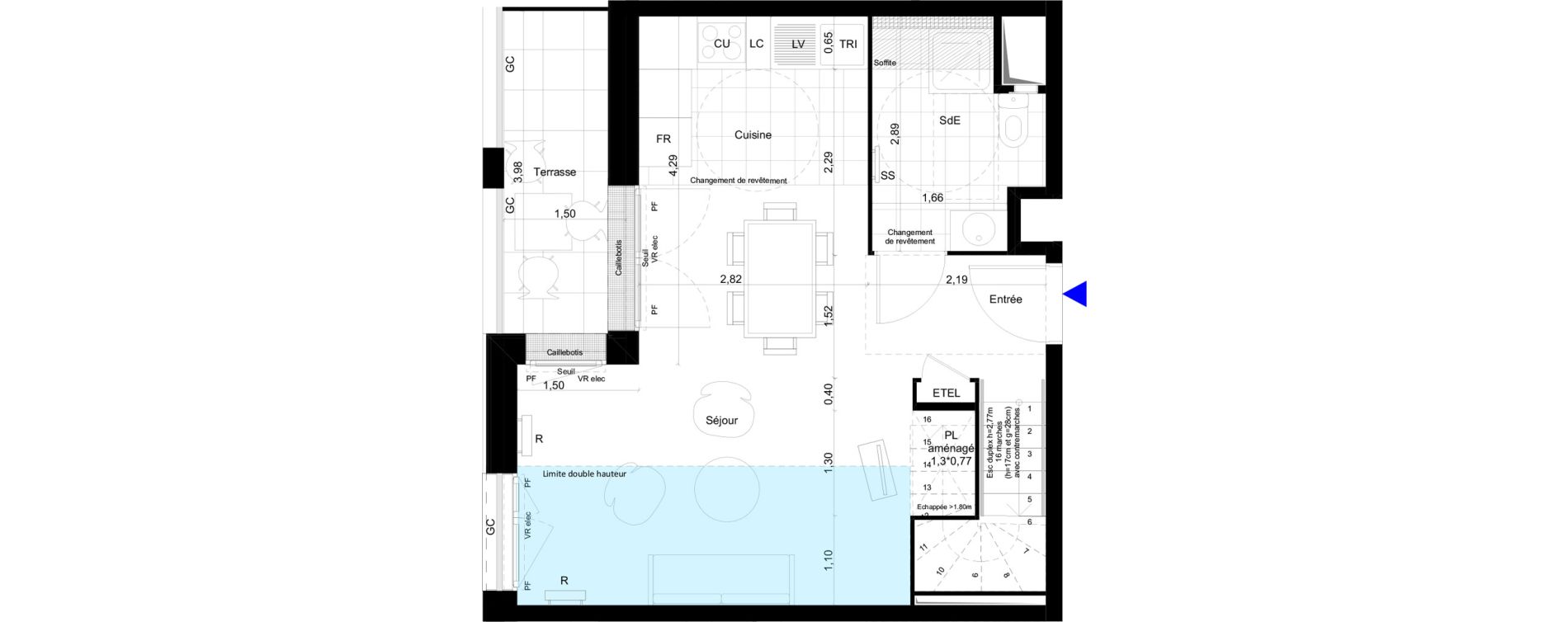 Duplex T3 de 74,04 m2 &agrave; Montreuil Boissi&egrave;re - acacia