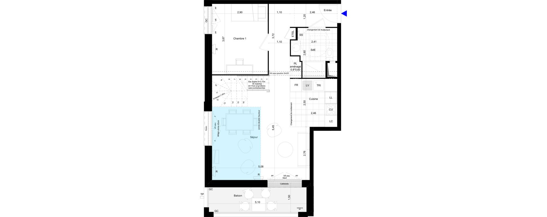 Duplex T4 de 92,66 m2 &agrave; Montreuil Boissi&egrave;re - acacia