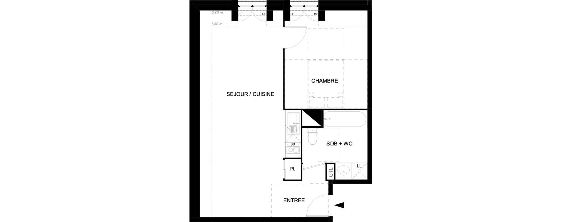 Appartement T2 de 42,42 m2 &agrave; Neuilly-Plaisance Bois de neuilly