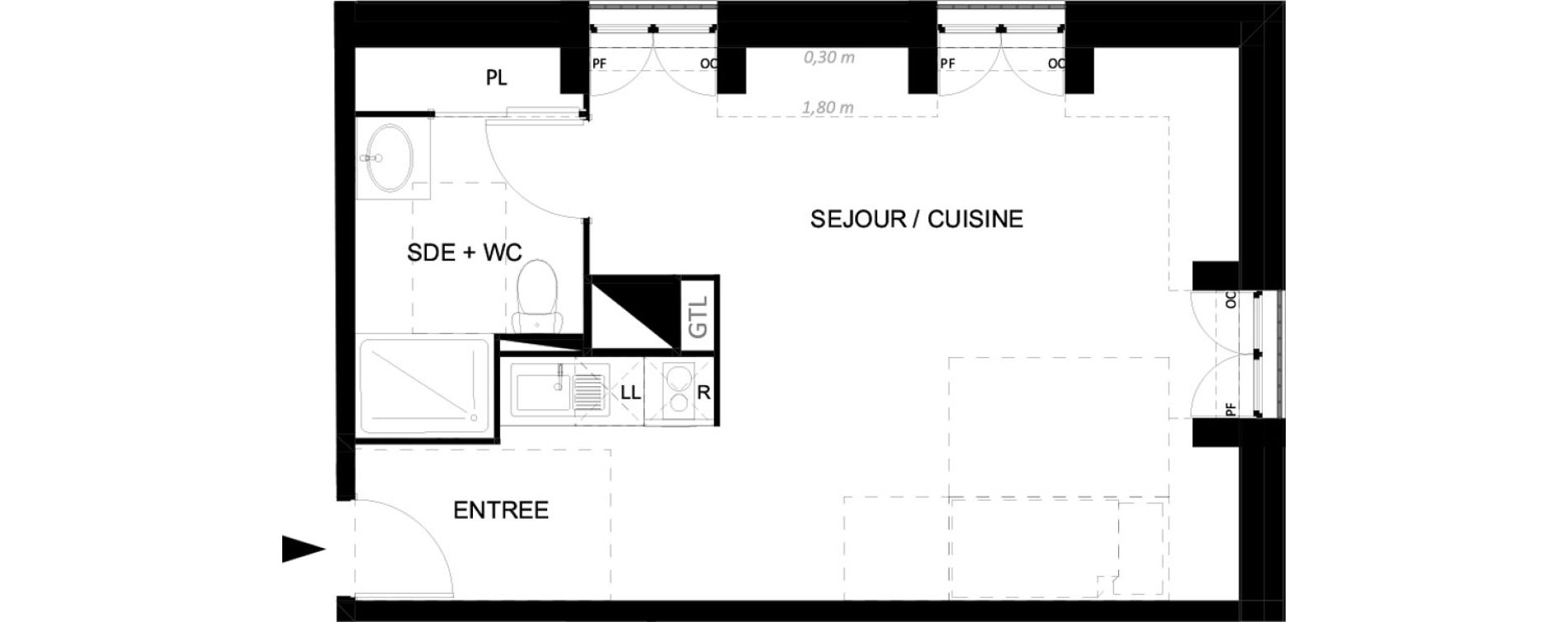 Appartement T1 de 30,64 m2 &agrave; Neuilly-Plaisance Bois de neuilly
