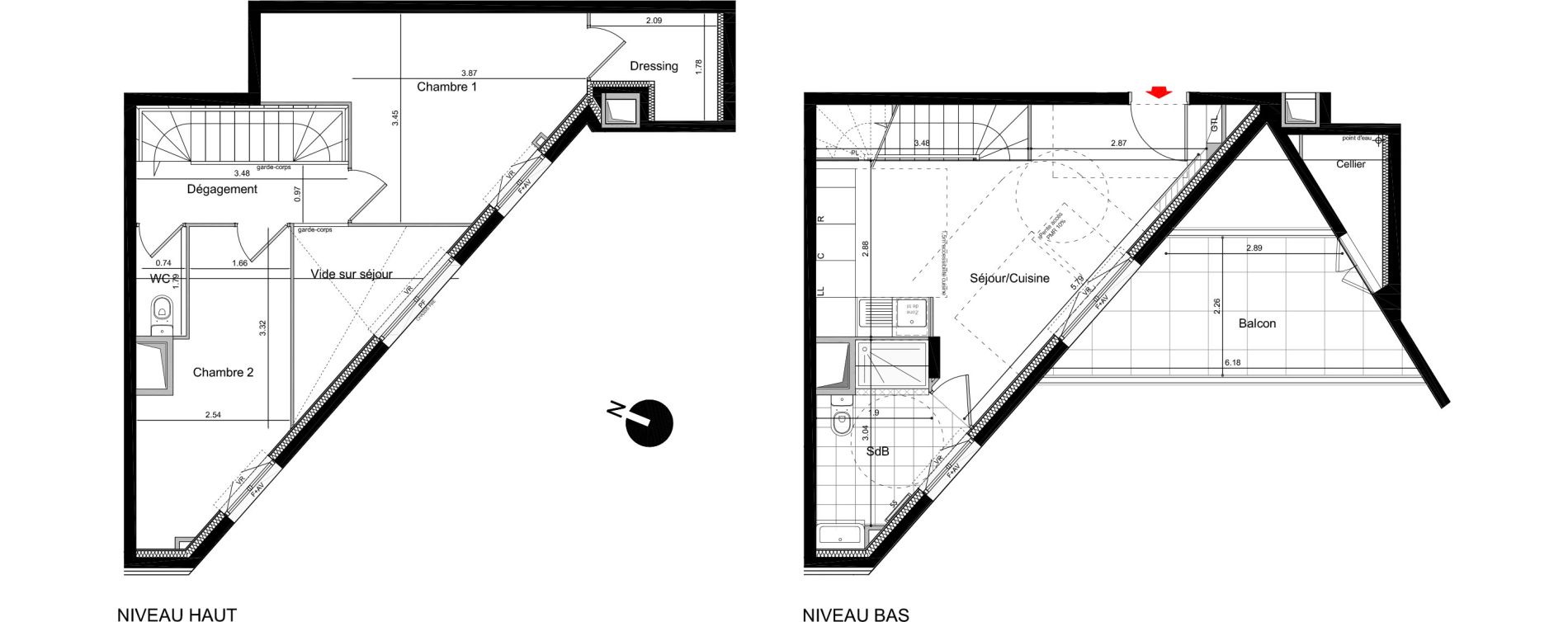 Duplex T3 de 56,50 m2 &agrave; Neuilly-Sur-Marne Maison blanche