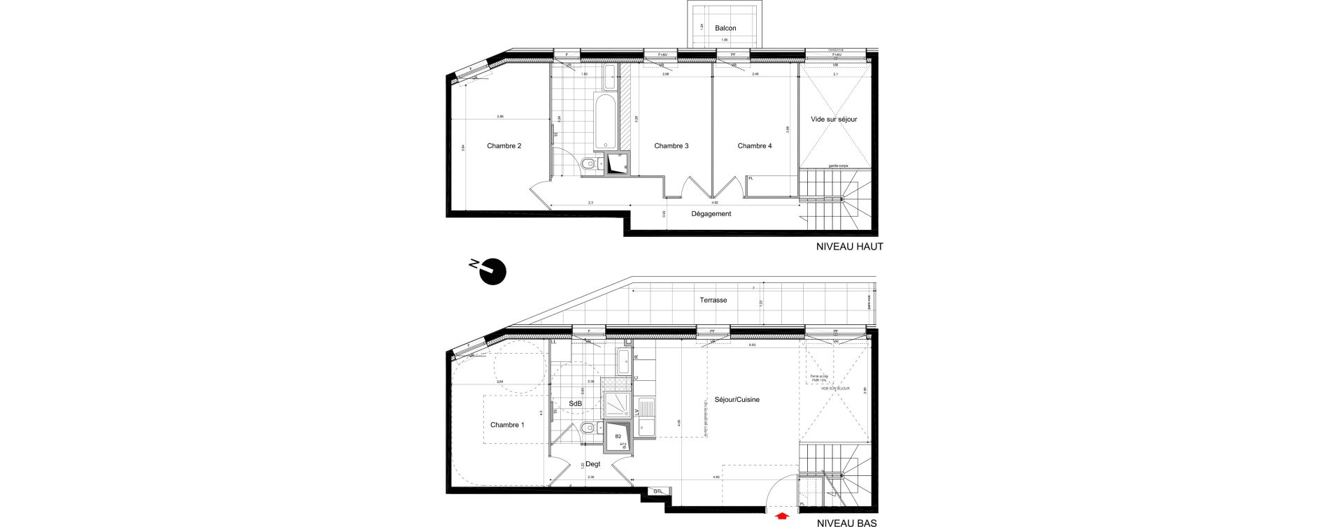 Duplex T5 de 94,80 m2 &agrave; Neuilly-Sur-Marne Maison blanche