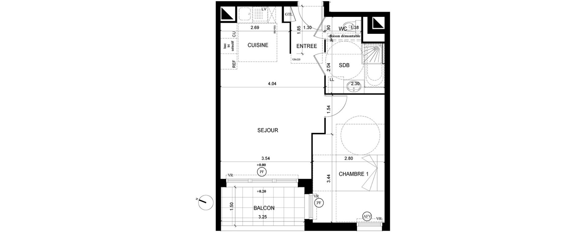 Appartement T2 de 44,59 m2 &agrave; Neuilly-Sur-Marne Maison blanche