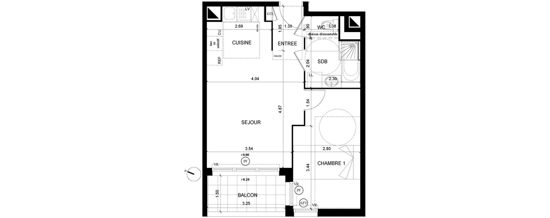Appartement T2 de 44,59 m2 &agrave; Neuilly-Sur-Marne Maison blanche