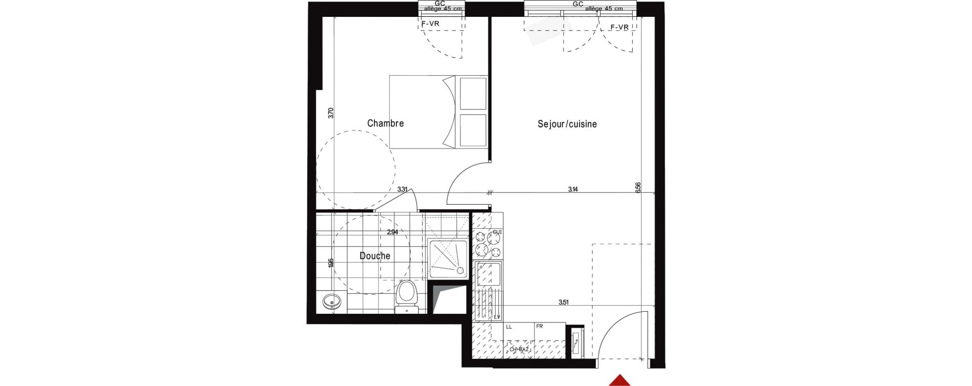 Appartement T2 de 38,70 m2 &agrave; Neuilly-Sur-Marne Centre
