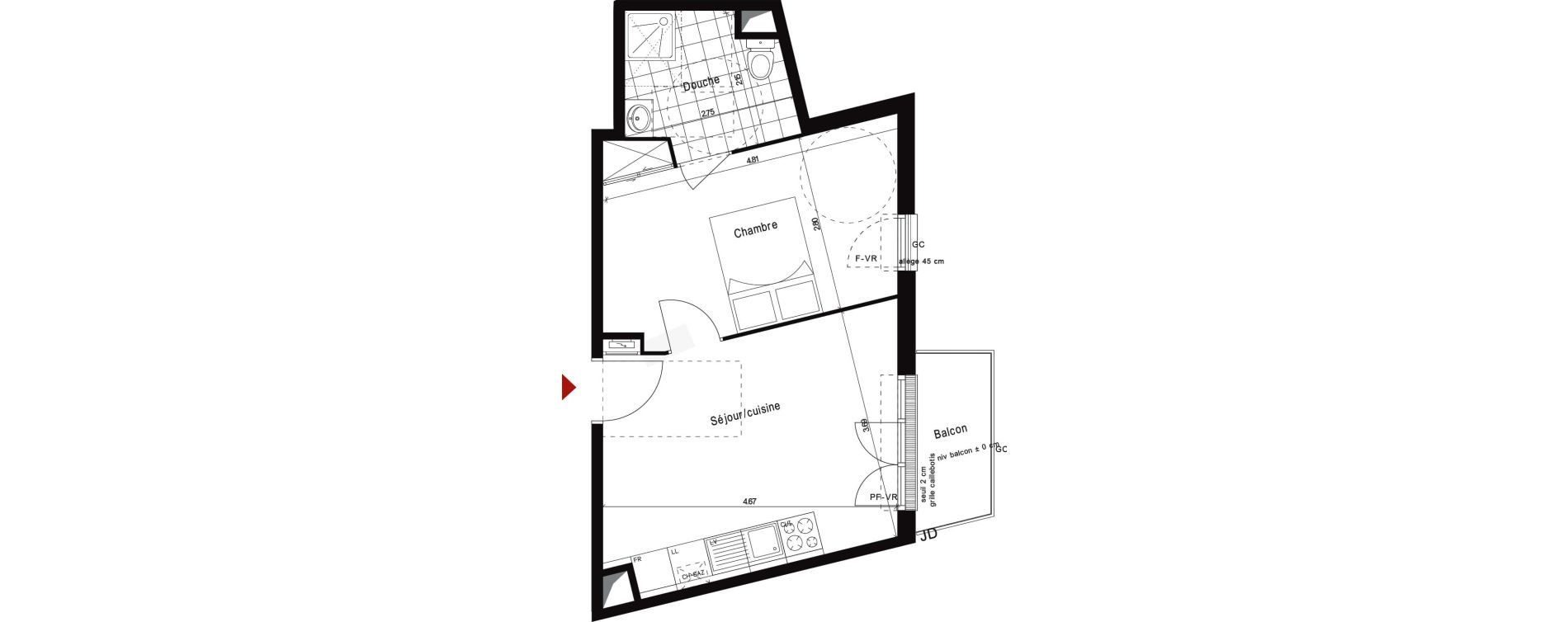 Appartement T2 de 36,72 m2 &agrave; Neuilly-Sur-Marne Centre