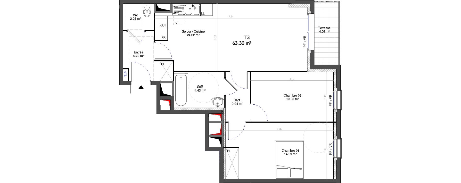 Appartement T3 de 63,30 m2 &agrave; Neuilly-Sur-Marne Centre