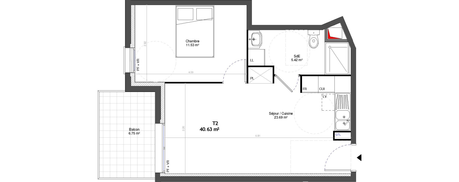 Appartement T2 de 40,63 m2 &agrave; Neuilly-Sur-Marne Centre