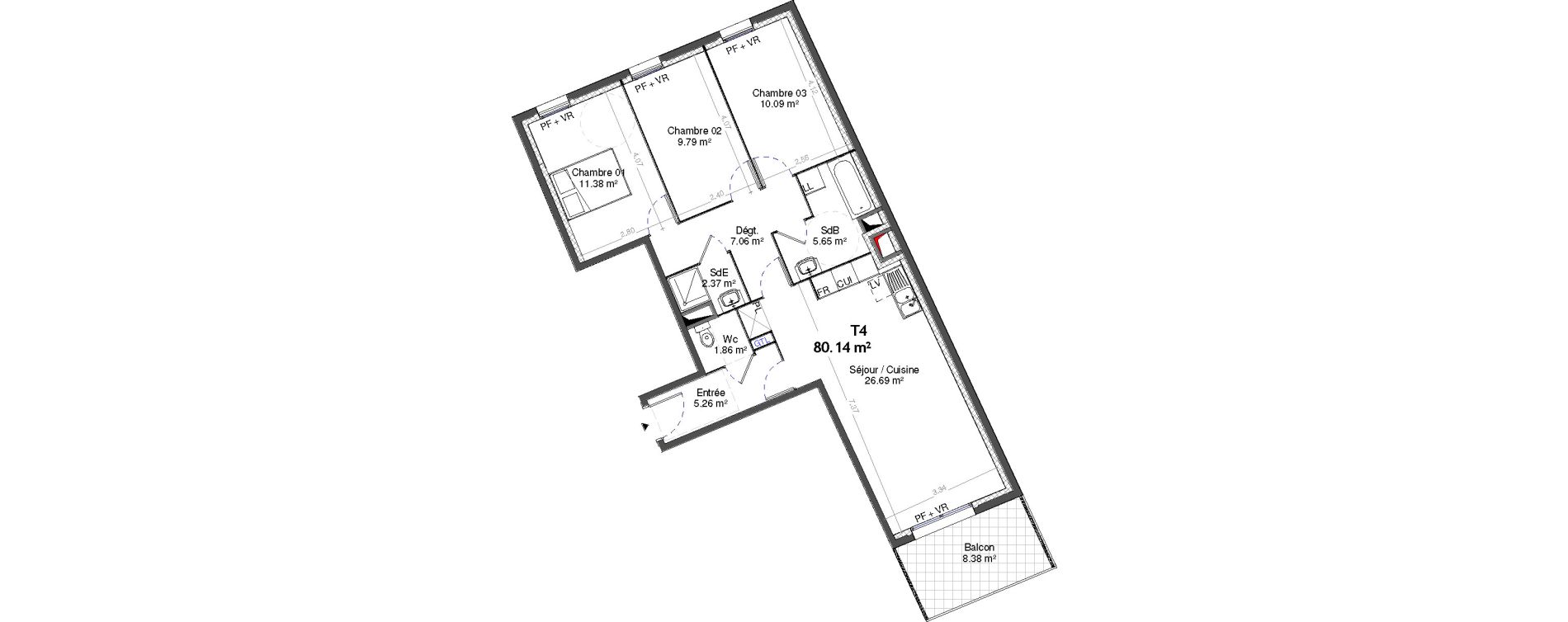 Appartement T4 de 80,14 m2 &agrave; Neuilly-Sur-Marne Centre