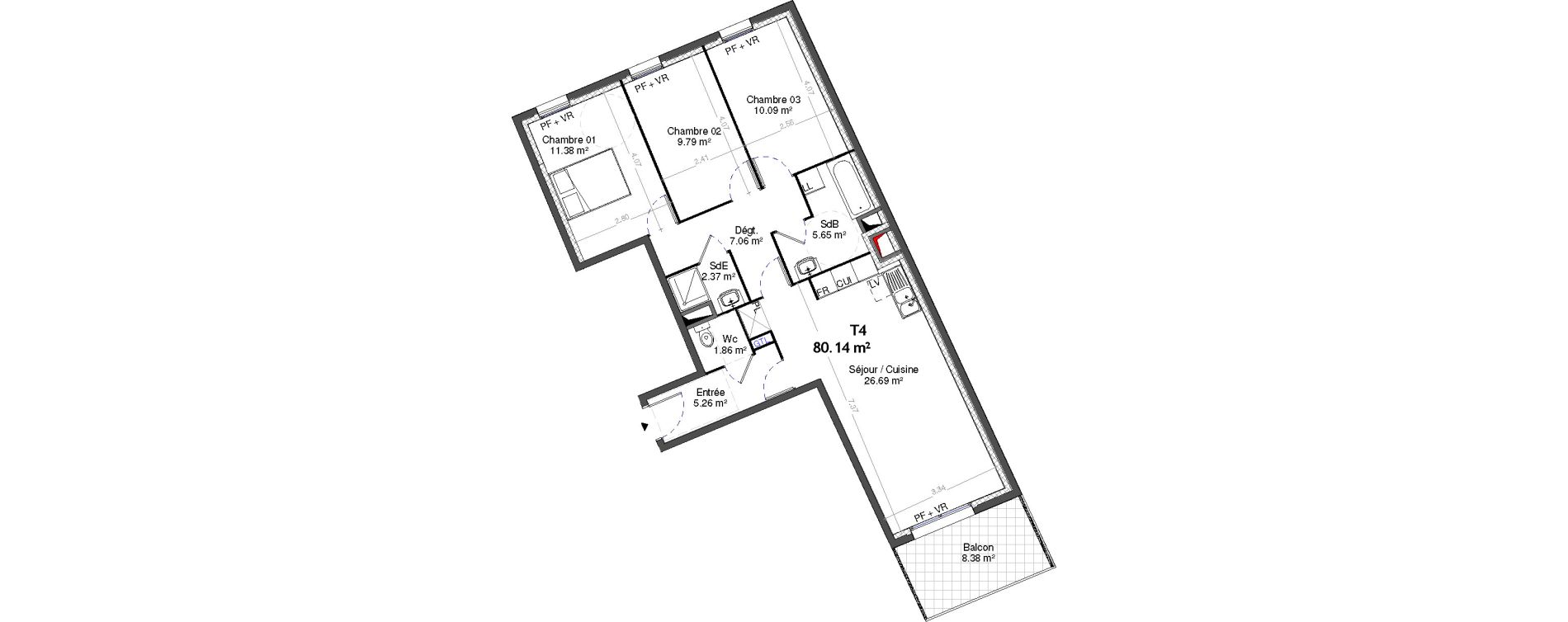 Appartement T4 de 80,14 m2 &agrave; Neuilly-Sur-Marne Centre