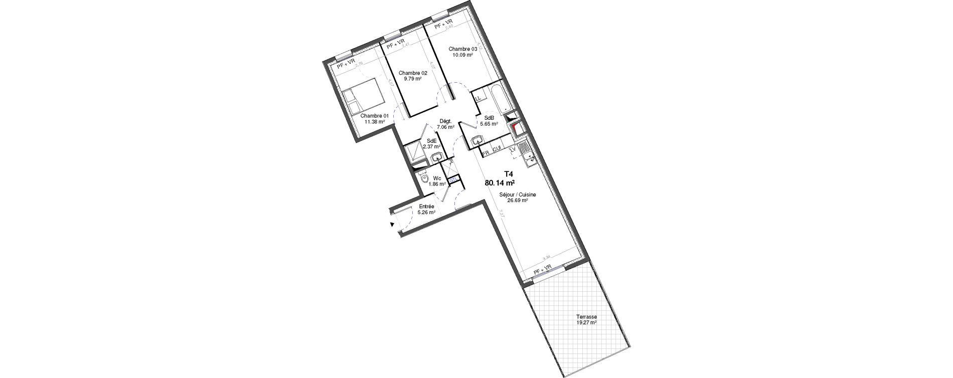 Appartement T4 de 80,14 m2 &agrave; Neuilly-Sur-Marne Centre