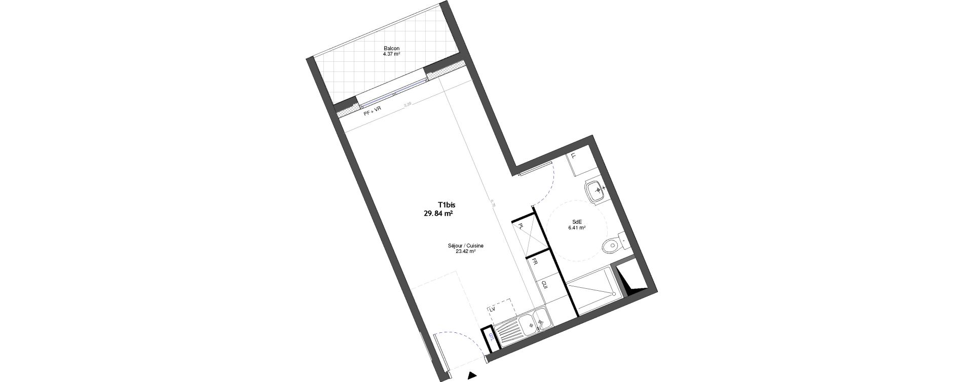 Appartement T1 bis de 29,84 m2 &agrave; Neuilly-Sur-Marne Centre